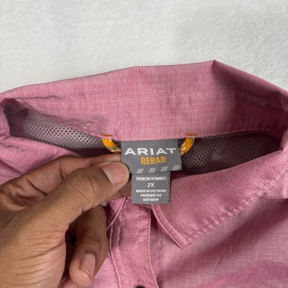 Ariat Rebar Pink Short Sleeve Button Up Collared Shirt Women's 2X - Picture 4 of 8